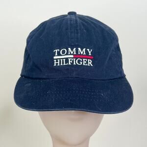 Tommy Hilfiger Vintage 00s Spell Out Snapback Hat Cap Navy Blue OS One Size